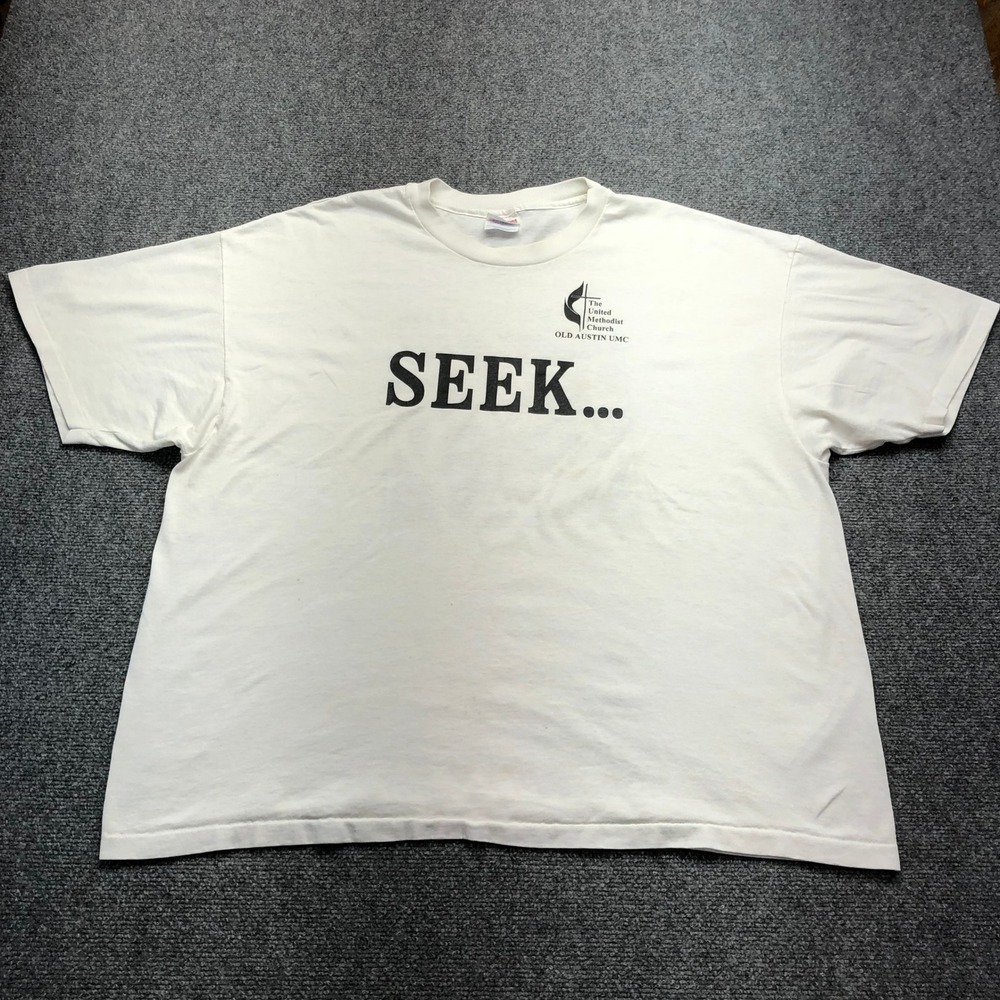 Vintage Hanes Heavyweight 50/50 Seek And You Will Find Jesus T-Shirt Mens XXL